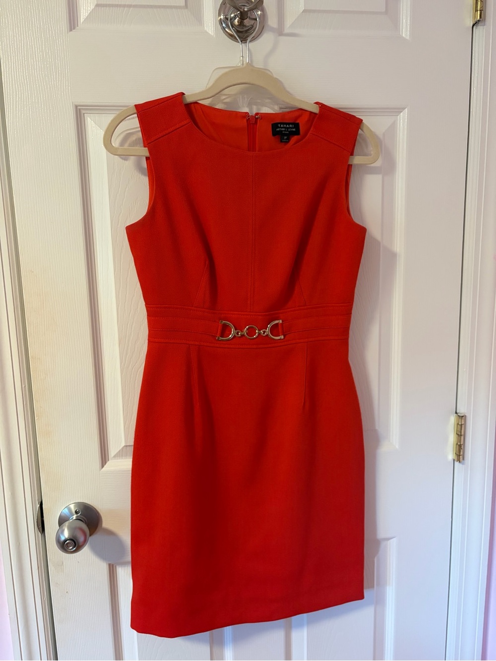 Tahari Petite Red Textured Midi Dress